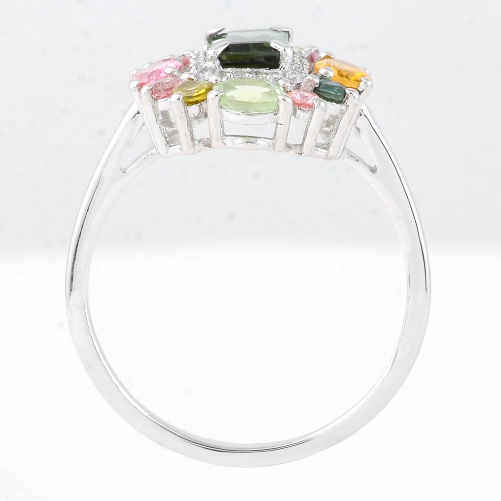 沒有保留價 - 戒指 鉑金 - 1.65ct. tw. 電氣石 - 藍寶石 #2.1