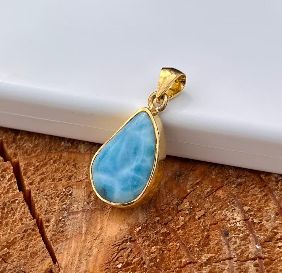 Λάριμαρ Ασημένιο κρεμαστό - Ύψος: 30 mm - Πλάτος: 13 mm- 4.8 g - (1) #1.0