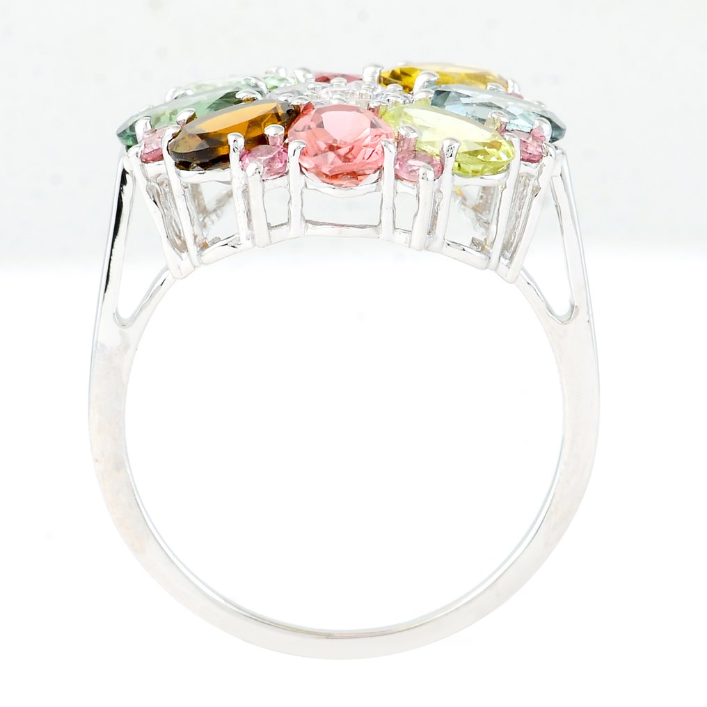 沒有保留價 - 戒指 鉑金 -  3.71ct. tw. 電氣石 - 藍寶石 #3.2