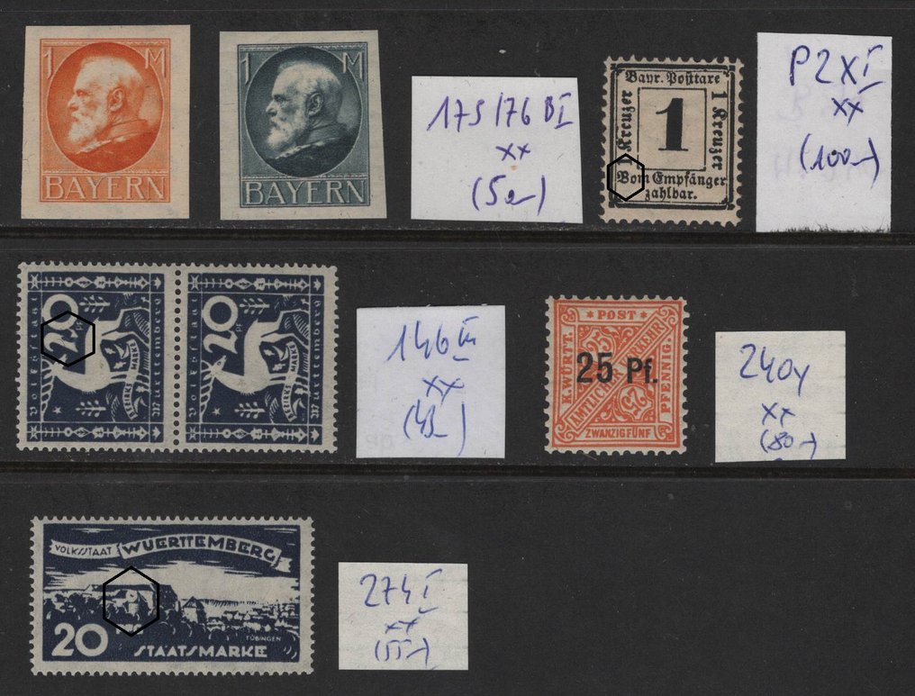 Altdeutschland  - 6 个特殊的 **/MNH 值 #1.0