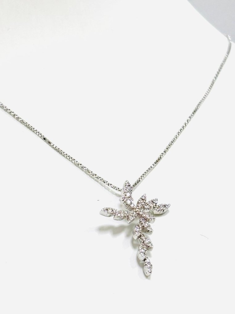 Κολιέ με μενταγιόν - 18 καράτια Λευκός χρυσός -  0.90ct. tw. Διαμάντι (Φυσικό)  - Κατασκευασμένο στην Ιταλία #3.2