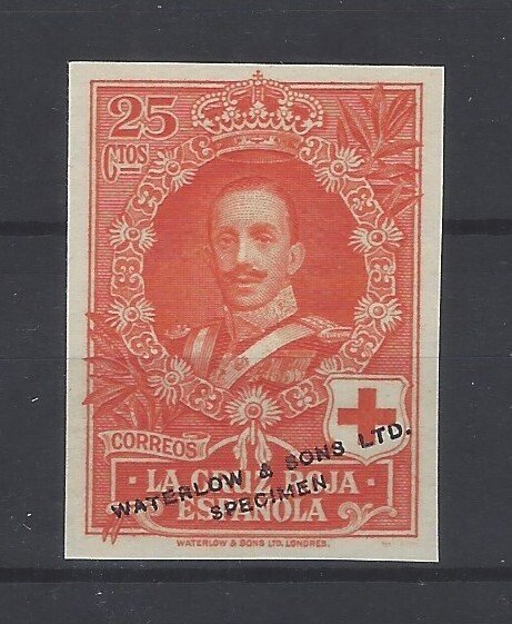 西班牙 1927 - 极罕见25克拉红十字会，无牙色差错误 - Edifil Esp nº 331ecs #1.0