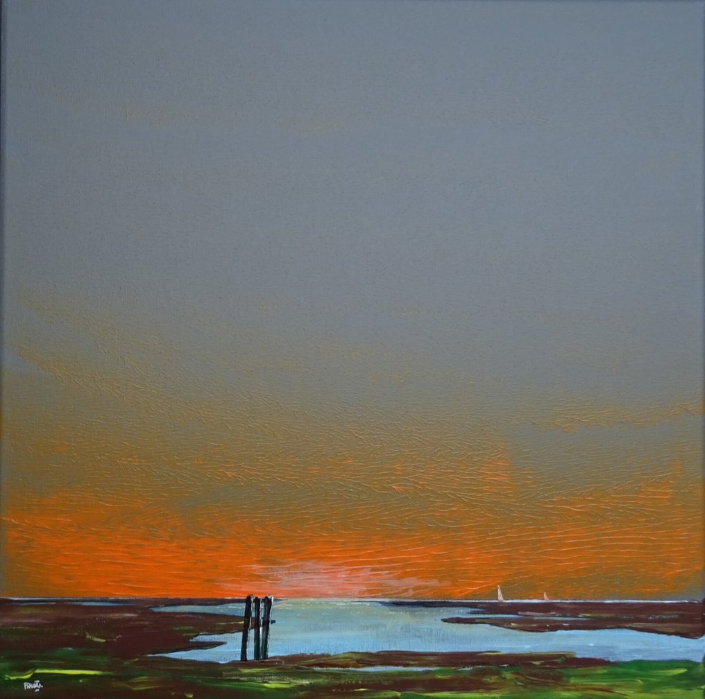 Franklin Meijer (1945) - Waddenzee - Sunset #1.0