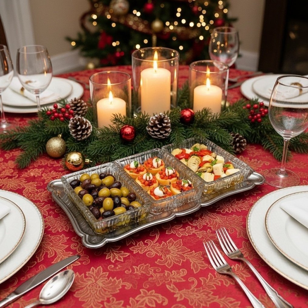 Shelton Ware - 开胃菜套装 (4) - 带镀铬水晶碗（3个）和玻璃嵌件的开胃菜盘 + 托盘 - 原装盒装 - Cristallo，镀银 #1.0