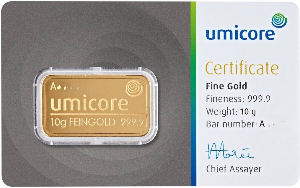 10 grammi - Oro .999 - Umicore - Sigillato e con certificato #1.0