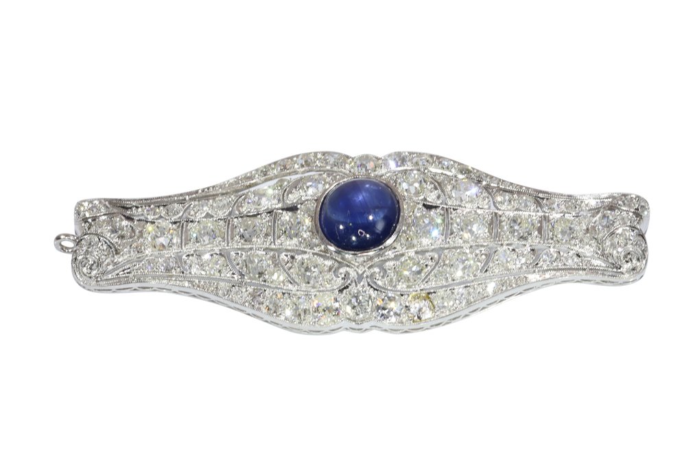 胸针 白金 -  7.42ct. tw. 钻石 (天然)  - 复古1930年代艺术装饰风格 #3.2