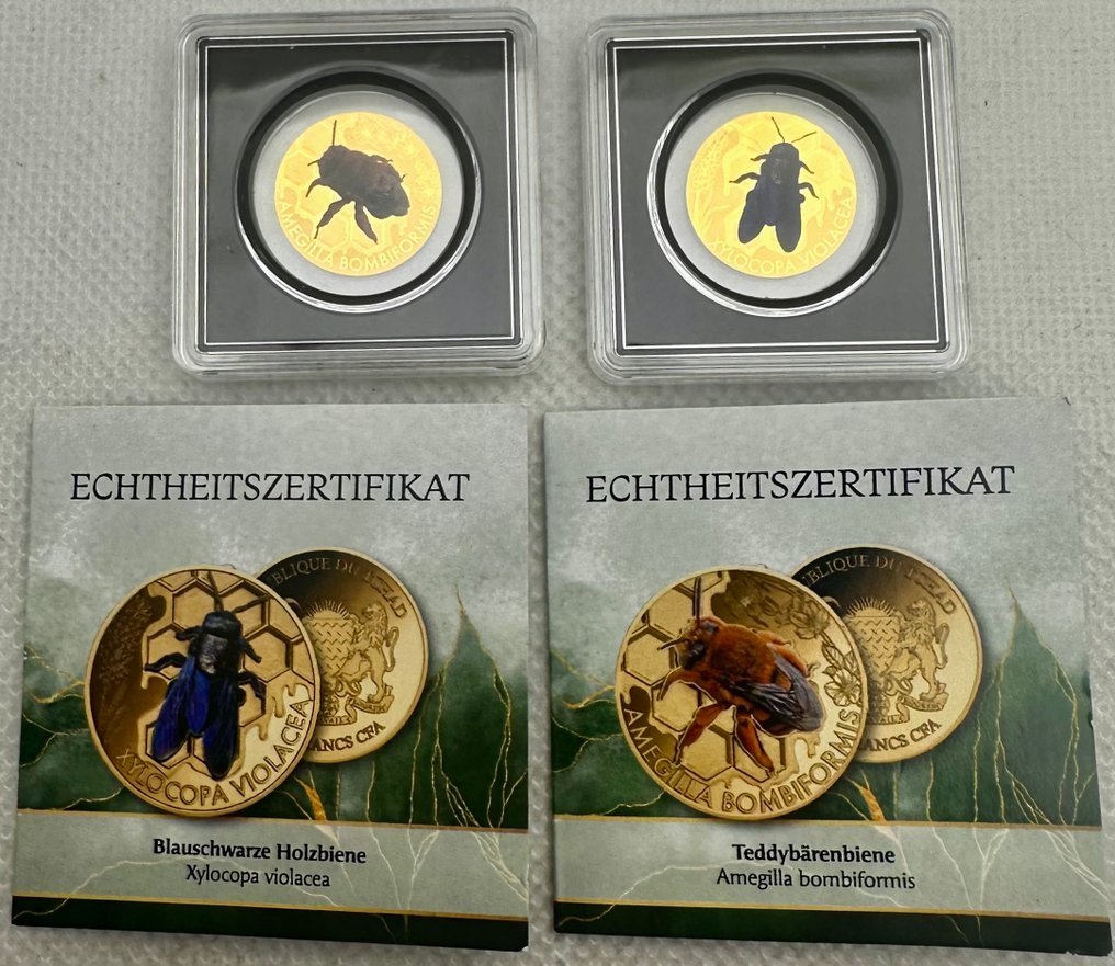 Tchad. Medal ND , Xylocopa + Amegilla oro   (.999) (2 bars)  (Ingen mindstepris) #1.0