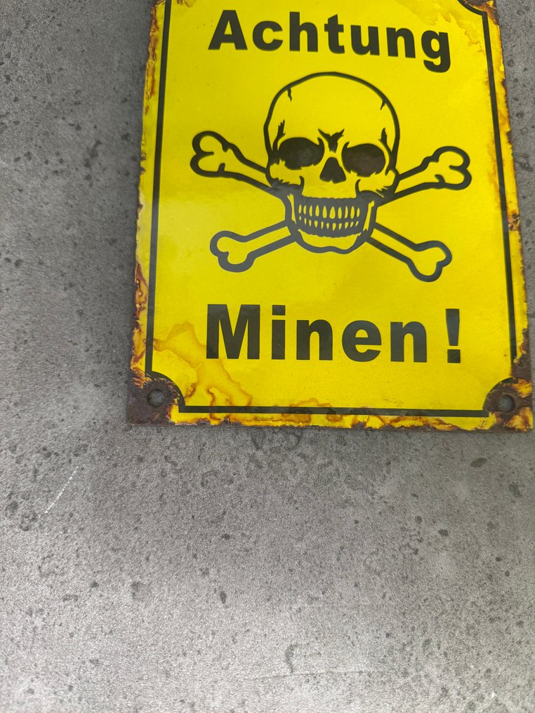 Atenție, mine! - World War II - Placă de email - Smalț, Metal #1.0