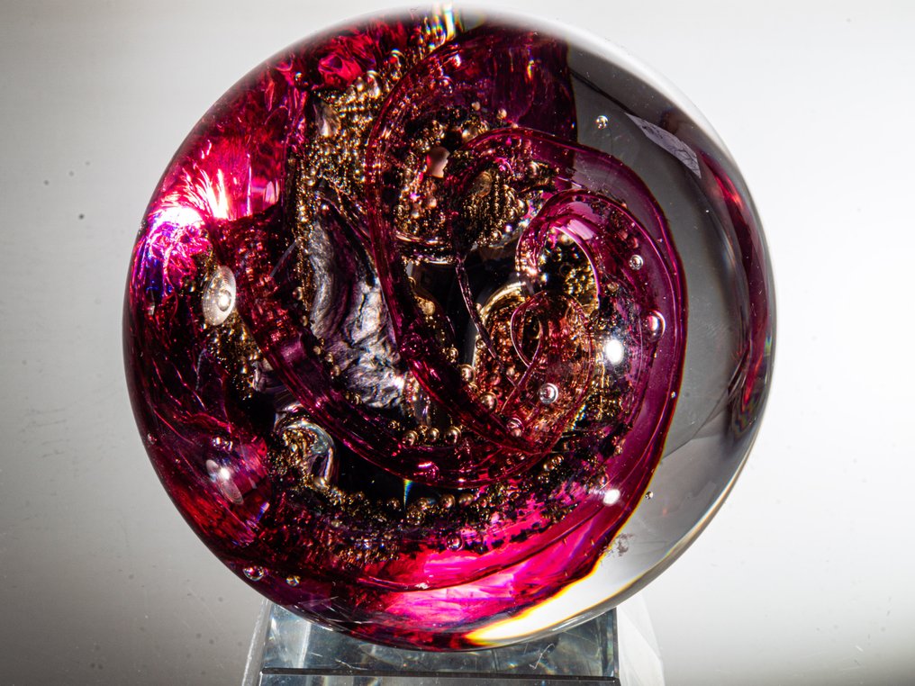 Selkirk Glass - Peter Holmes - Przycisk do papieru - "Spindrift" (1988, Magnum Size) - Ø 9,0 cm - Szkło #4.3