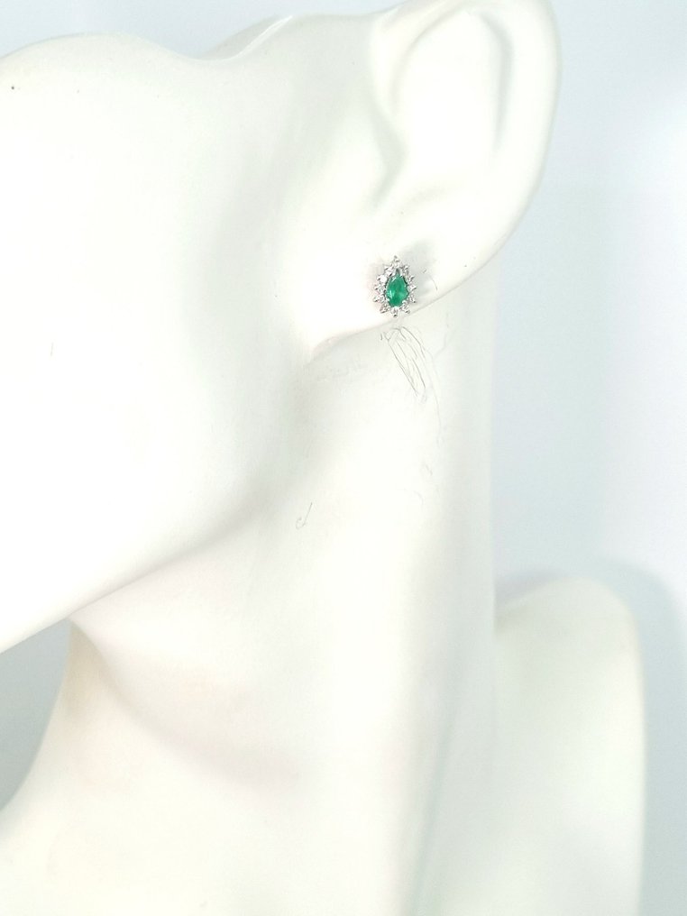 耳環 - 18 克拉 白金 藍寶石 - 鉆石 #4.3