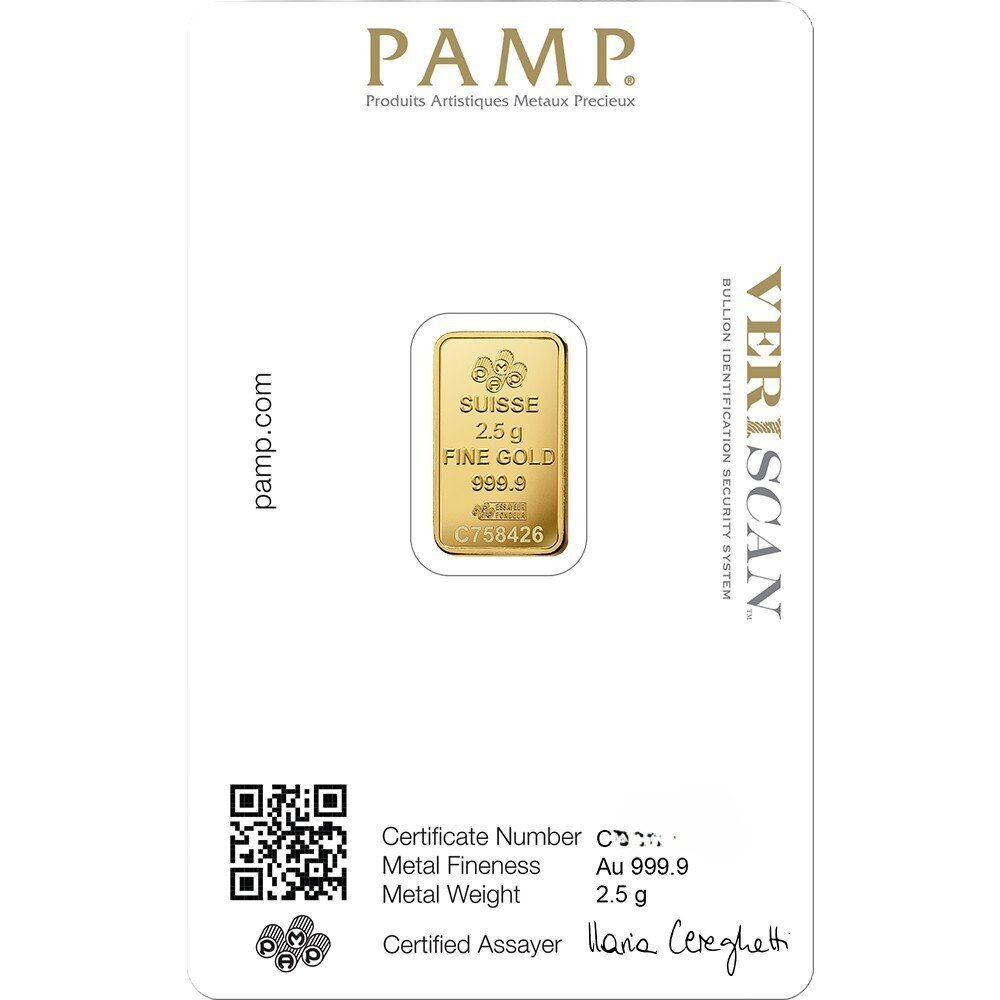 2,5 grams - Gold .999 - PAMP - Sealed & with certificate #1.0