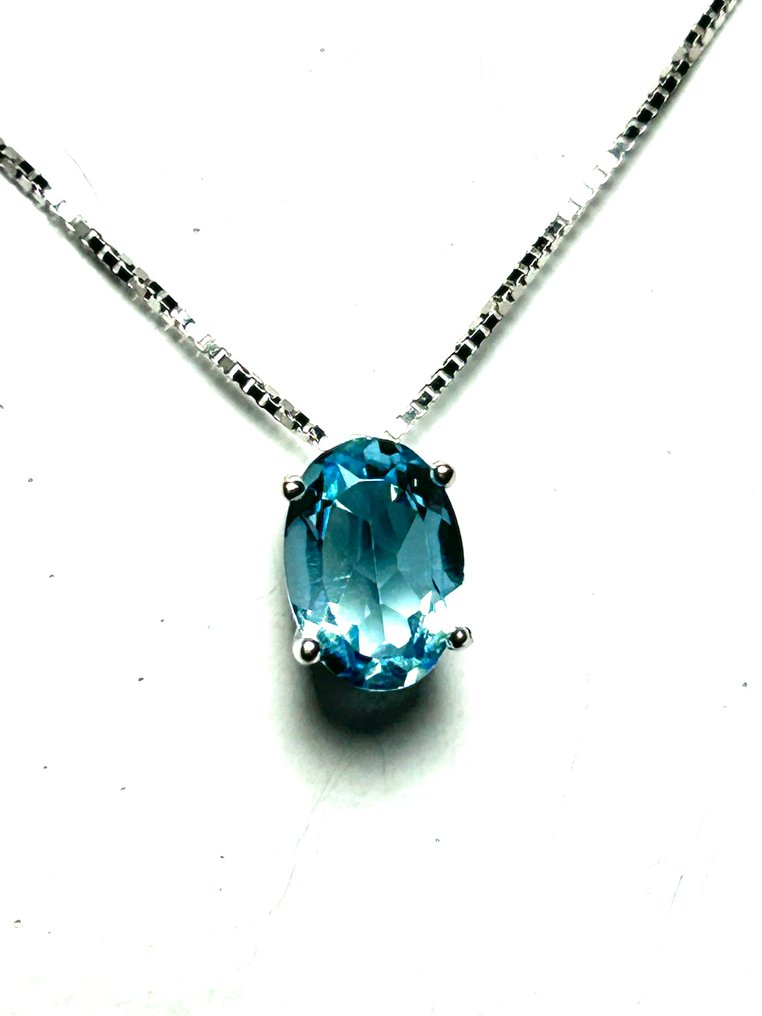 吊坠项链 - 18K包金 白金 黄宝石 #1.0