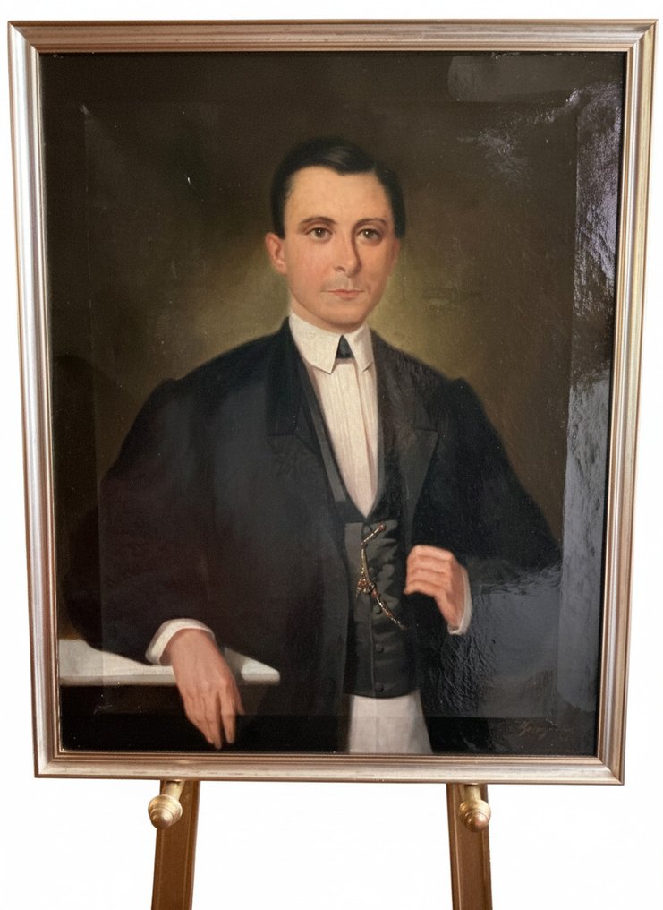 Italian school (XIX) - Ritratto maschile alta borghesia (Datato 1863) #1.0