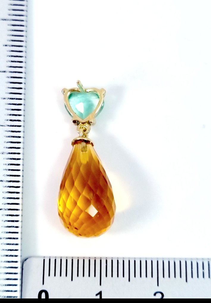 耳环 - 18K包金 黄金 黄宝石 - 祖母绿 #2.1