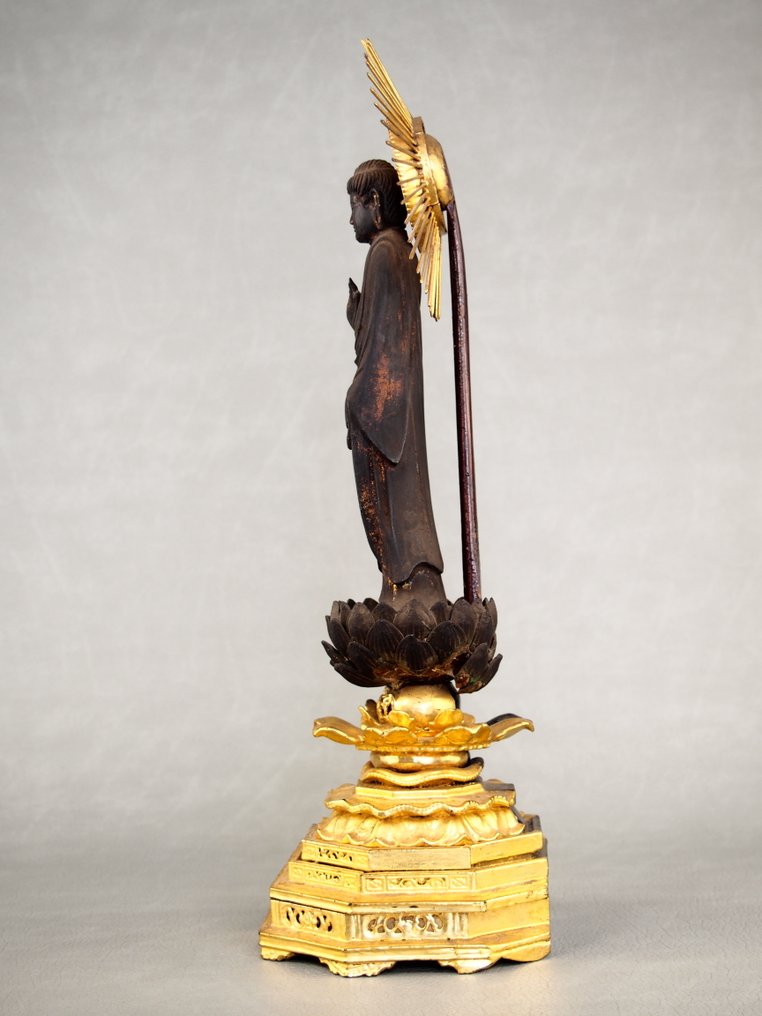 Buddha Amitabha standing statue 阿弥陀如来立像 Amida Nyorai - Άγαλμα Ξύλο, Χρυσοβαμμένο - Ιαπωνία #2.1