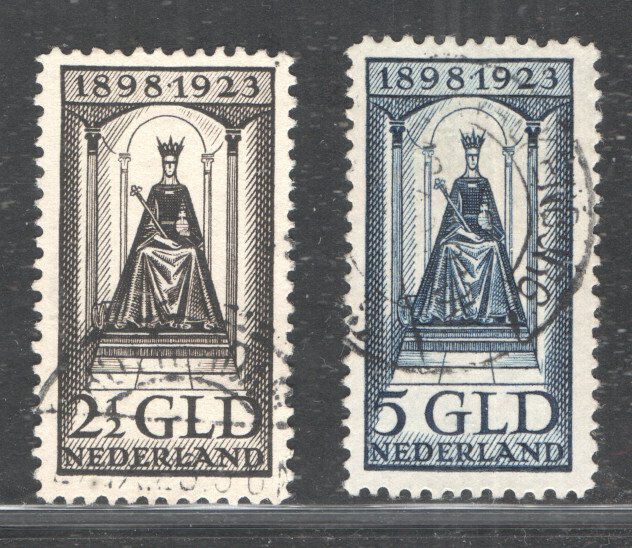 Ολλανδία 1923 - Επετείος κυβέρνησης Wilhelmina - 2 1/2 και 5 Gulden - NVPH 130/131 #1.0