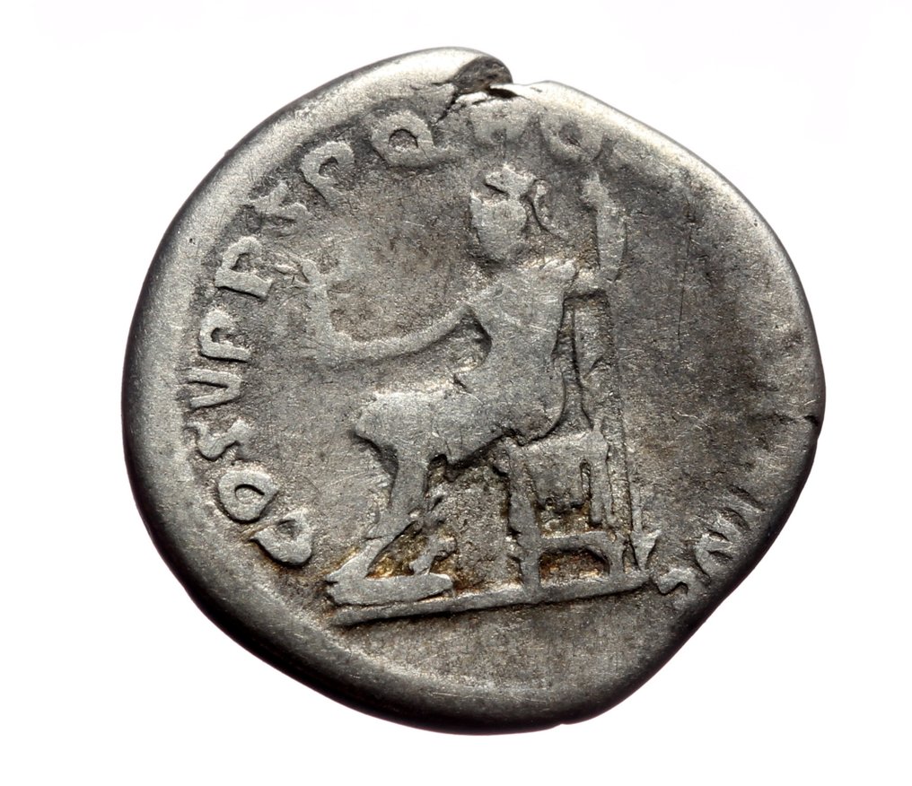 Imperio romano. Trajano (98-117 d.C.). Denarius Seated Roma  (Sin precio de reserva) #1.0