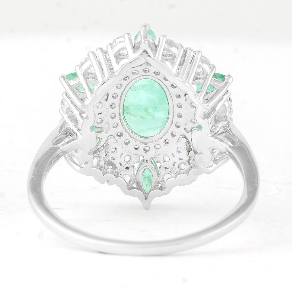 沒有保留價 - 戒指 鉑金 -  1.97ct. tw. 祖母綠 - 藍寶石 #2.1