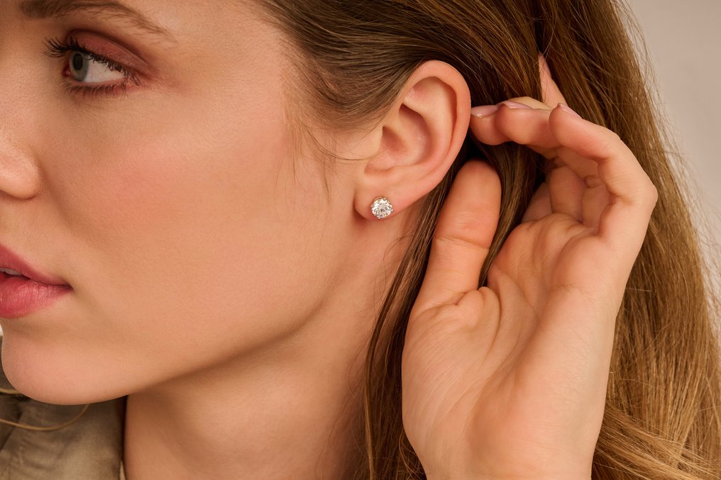 Σκουλαρίκια - 14 καράτια Κίτρινο χρυσό -  2.08ct. tw. Διαμάντι (Εργαστηριακής καλλιέργειας) #4.3