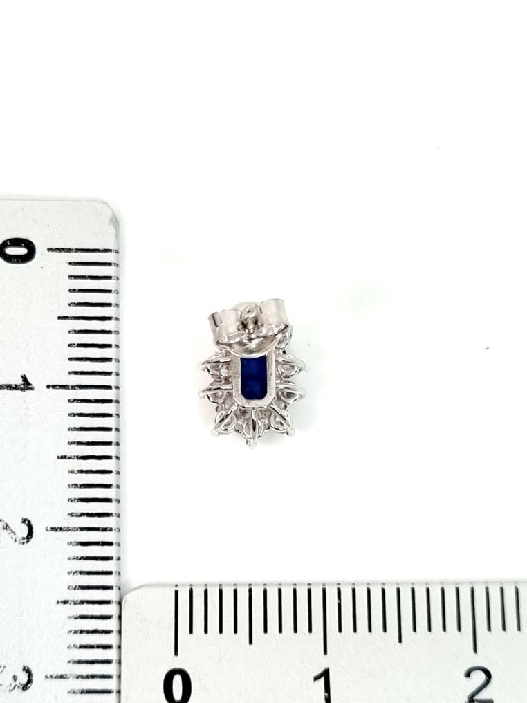 Cercei - 18 ct. Aur alb Safir - Diamant #2.1