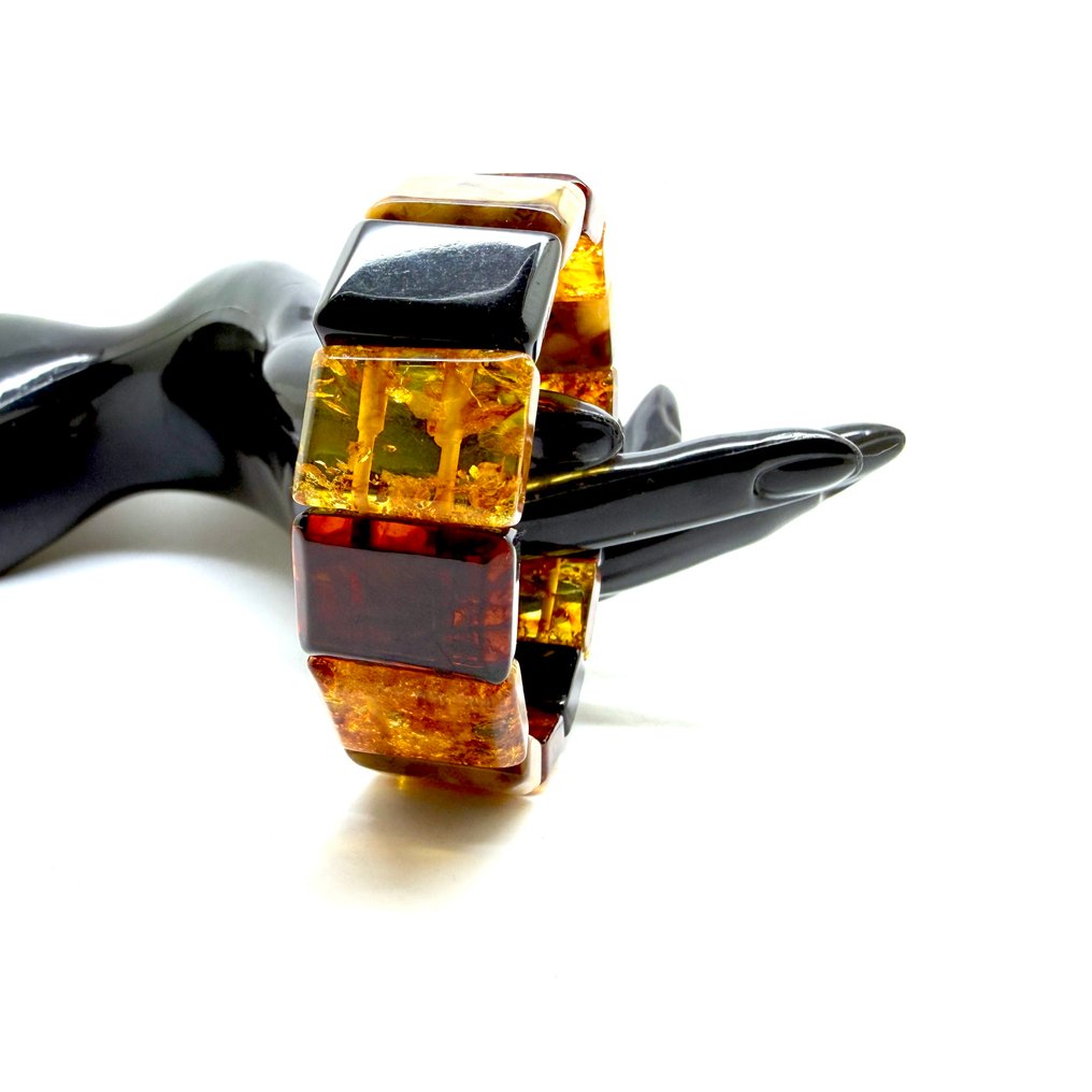 Natural Baltic amber wide cuff bracelet - Amber - succinite #1.0