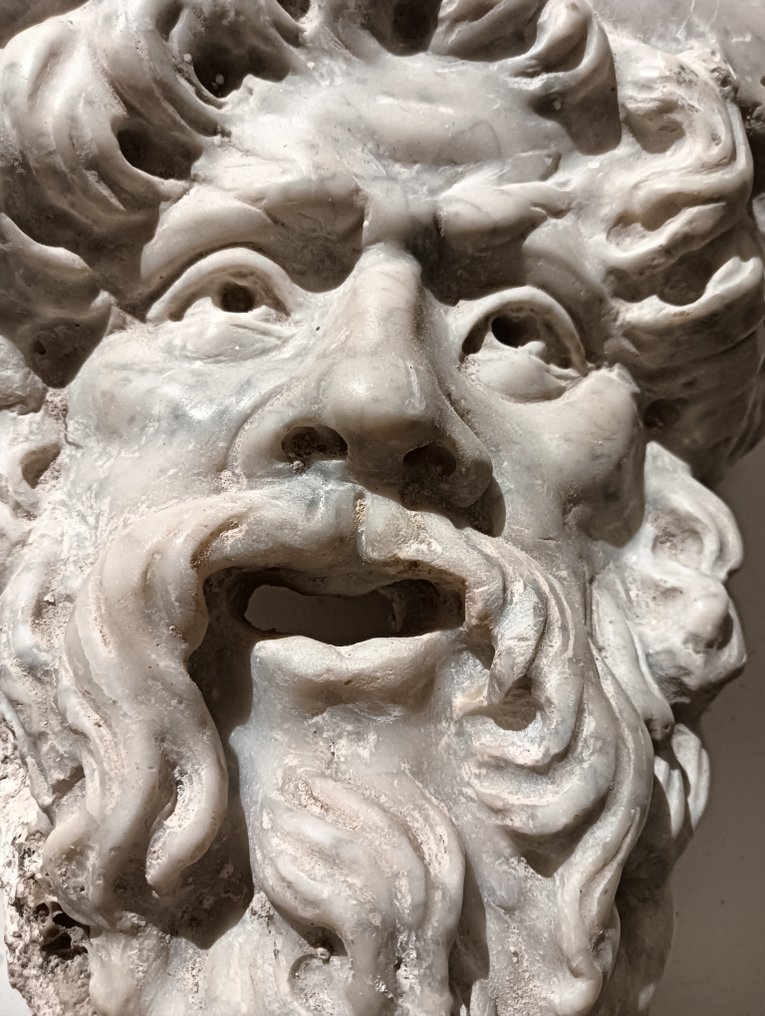 Γλυπτό, Maschera marina - 45 cm - Μάρμαρο, Πέτρα #3.2