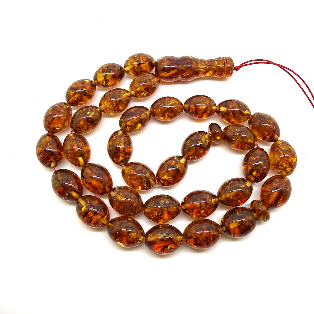 Baltisk bärnsten tesbih bönrad, oliv 16 mm - Bärnsten - Succininte #3.2