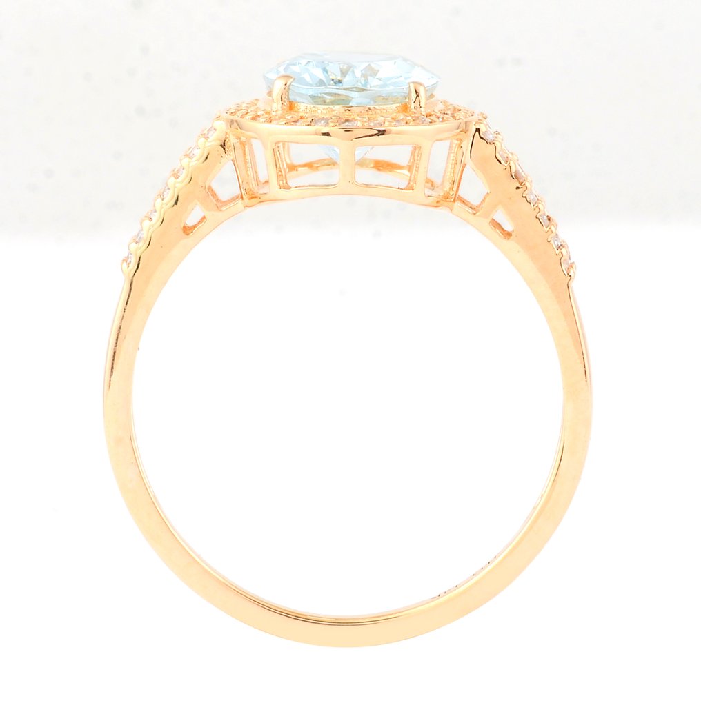 沒有保留價 - 戒指 - 14 克拉 黃金 - 1.75ct. tw. 海藍寶石 - 鉆石 #3.2