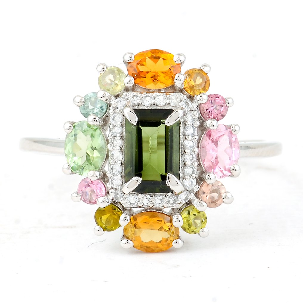 χωρίς τιμή ασφαλείας - Δαχτυλίδι Πλατίνα - 1.51ct. tw. Τουρμαλίνης - Ζαφείρι #1.0