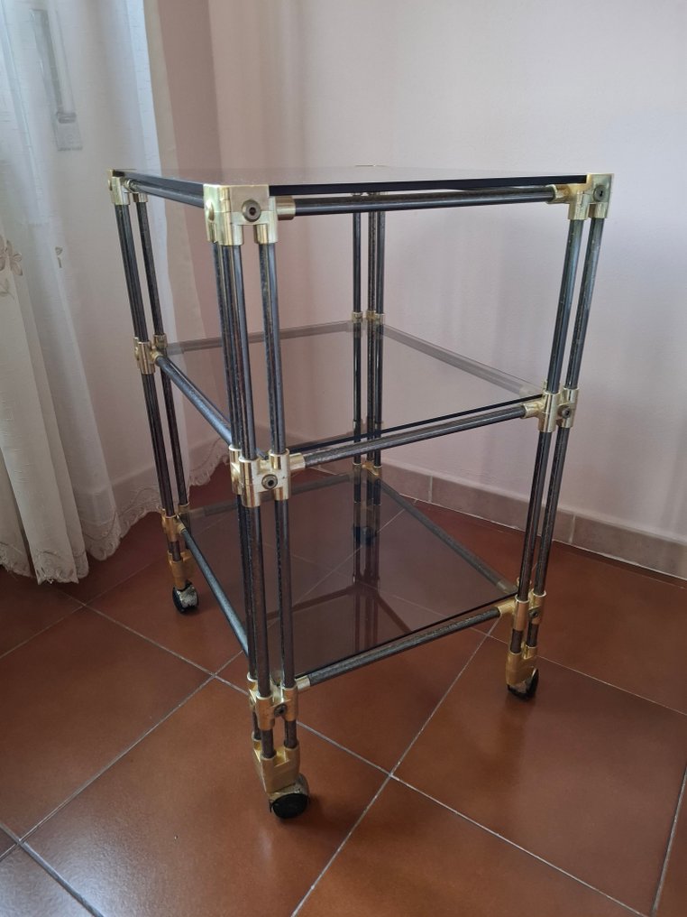 Τρόλεϊ - Μεταλλικό χρώμιο και καπνιστό γυαλί - Μεταλλικό καλάθι #4.3