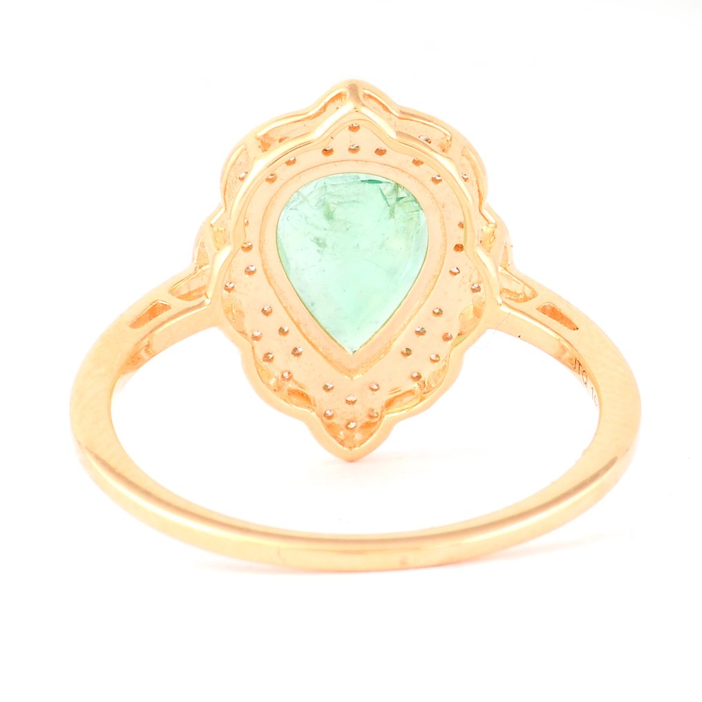 没有保留价 - 戒指 - 14K包金 黄金 -  0.97ct. tw. 祖母绿 - 钻石 #2.1