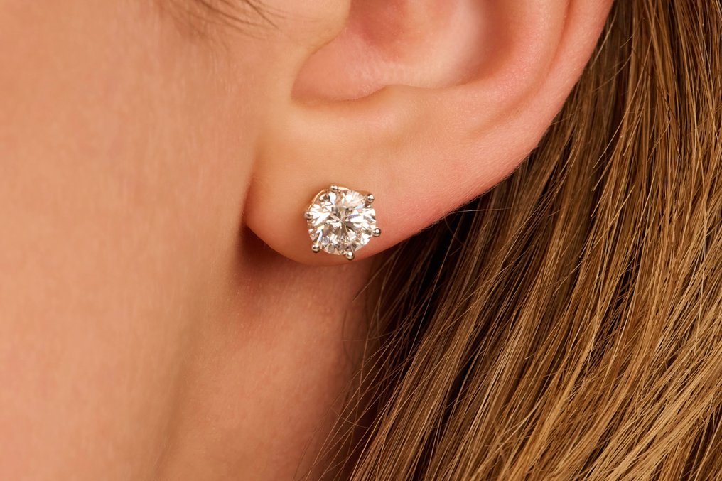 Σκουλαρίκια - 14 καράτια Κίτρινο χρυσό -  2.08ct. tw. Διαμάντι (Εργαστηριακής καλλιέργειας) #3.2