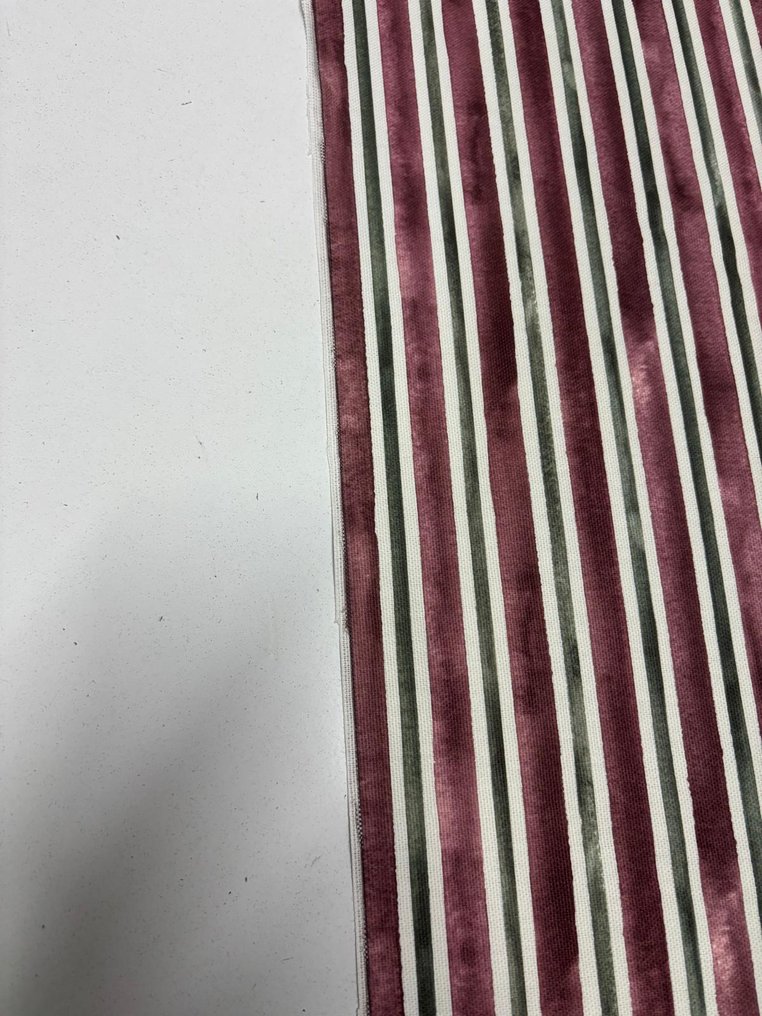 Αποκλειστικό ύφασμα Panama 100% βαμβάκι, σχέδιο κάθετης γραμμής σε στυλ, μπορντό και πράσινο. - Ύφασμα ταπετσαρίας  - 300 cm - 280 cm - Oeko Tex Standard #3.2