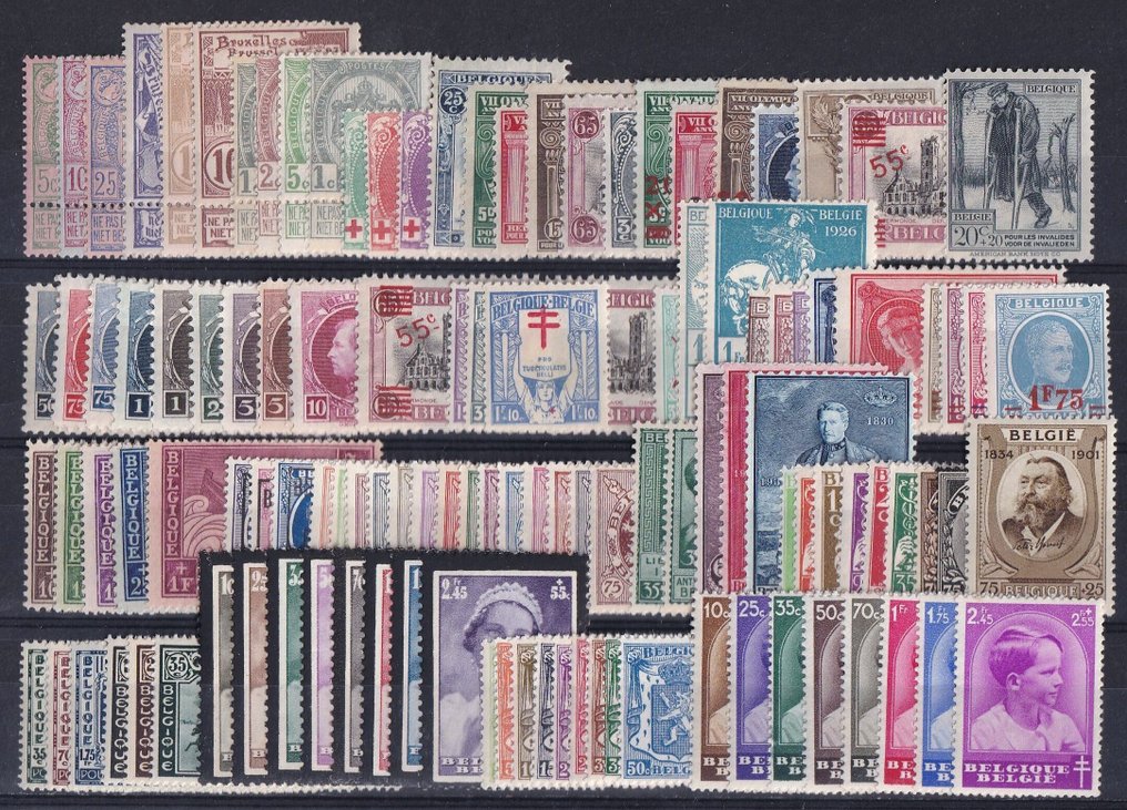 比利時 1894/1936 - POSTFRIS系列，配有徽章、Montenez小型徽章、象征骑士的狮子徽章…… - OBP/COB tussen 68 en 445 #1.0