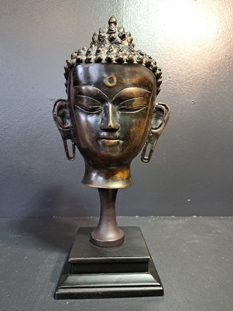 Boeddha hoofd op standaard - 雕像 - 亞洲  (沒有保留價) #1.0