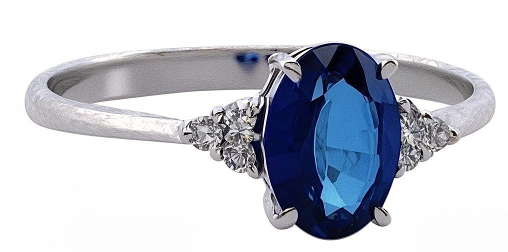 Sans prix de réserve - Bague - 18 carats Or blanc Saphir - Diamant #3.2