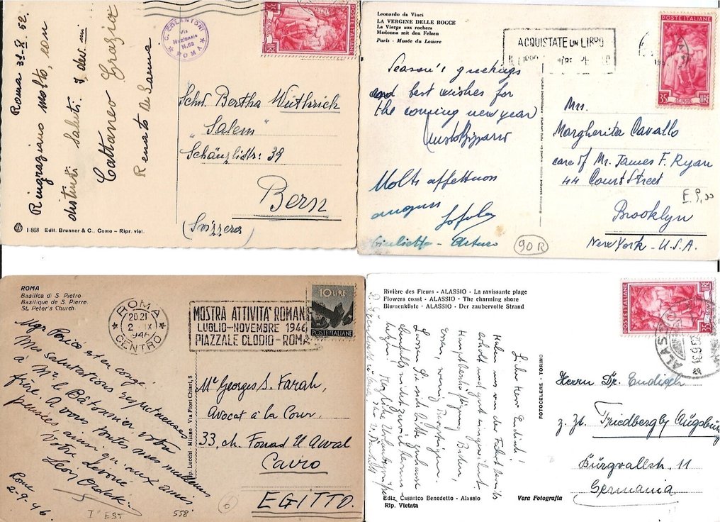 意大利 1945/1957 - 22个字母，按费率，从意大利到海外，第一共和国时期。很有趣。 - Sassone #2.1