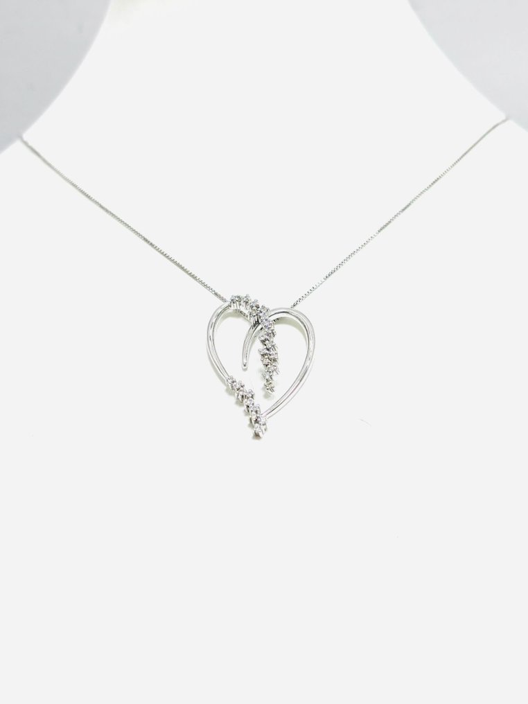 Kaulakoru riipuksella - 18 kt. Valkokulta -  0.55ct. tw. Timantti (Luonnollinen)  - Made in Italy #1.0