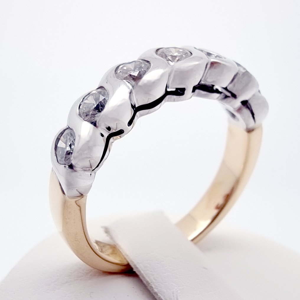 戒指 - 18 克拉 白金, 黃金 鉆石 (天然) #1.0