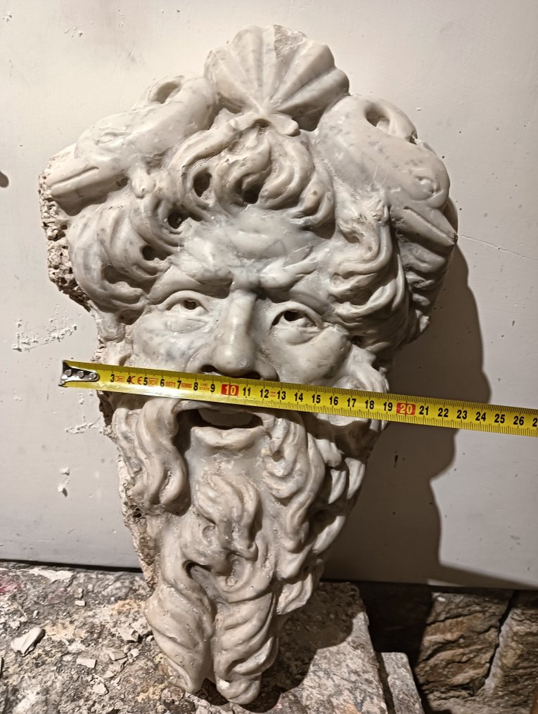 Γλυπτό, Maschera marina - 45 cm - Μάρμαρο, Πέτρα #4.3