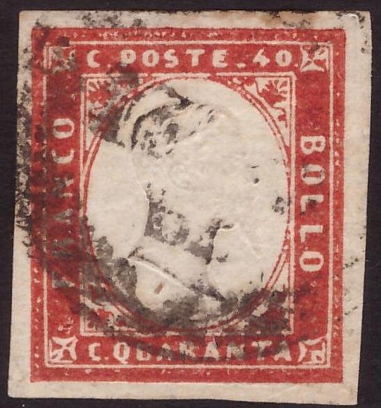 意大利古城邦-撒丁岛 1861 - 40 C. 第61号 浅砖色 - Sassone 16Db #1.0