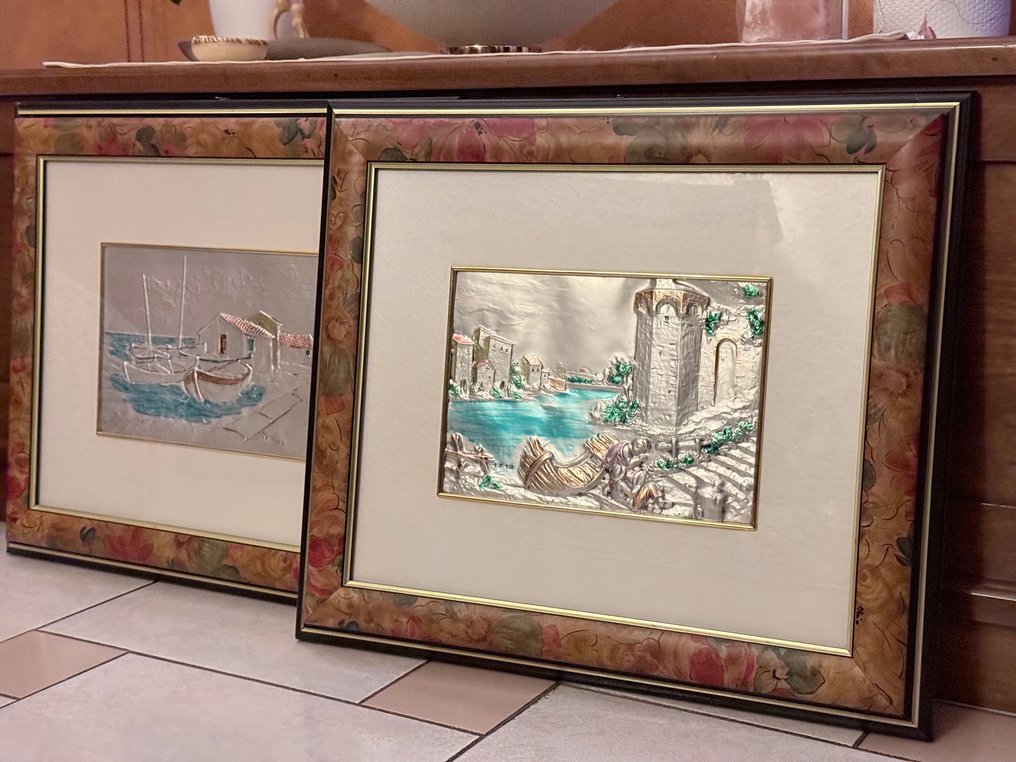 Emme Ci - Due bassorilievi raffiguranti paesaggi marini #1.0