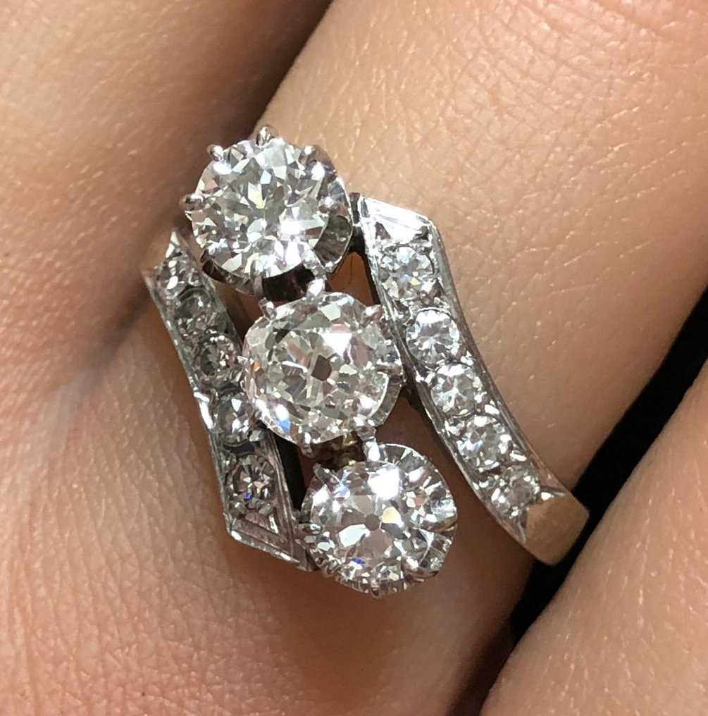 Zonder minimumprijs - Ring - 18 karaat Witgoud -  1.15ct. tw. Diamant (Natuurlijk)  #2.1