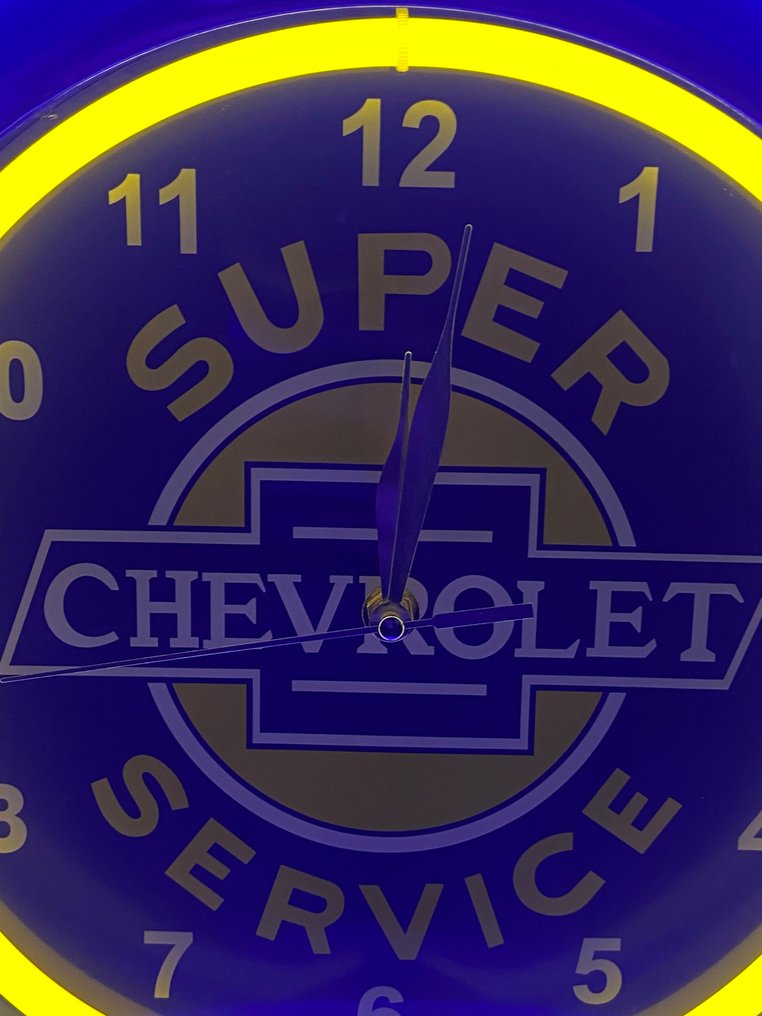 Sign - Chevrolet « Super Service » - Horloge Néon #1.0