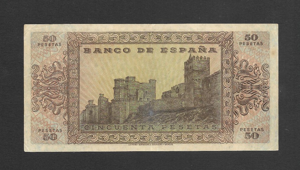 Spanien. - 50 Pesetas - 1938 - Pick 112  (Ingen mindstepris) #1.0