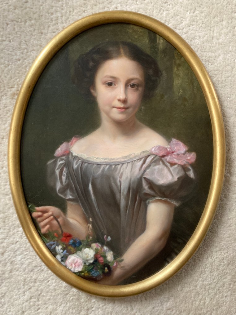 Γαλλική σχολή (XIX) - Girl with a Flower Bouquet #1.0