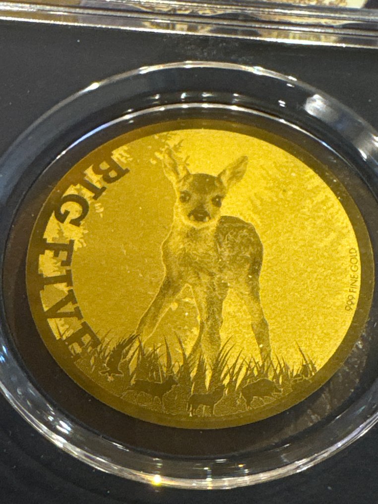 Tsjad. 5000 Francs 2020 Rothirschkalb - 1/200 (.999) mit CoA  (Ingen reservasjonspris) #1.0