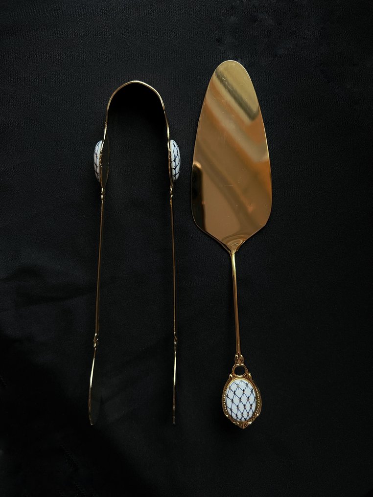 Lomonosov - Kobaltnetz - 咖啡杯具組 (2) - 瓷器, 金屬, 鍍金 - 非常罕见！ #2.1