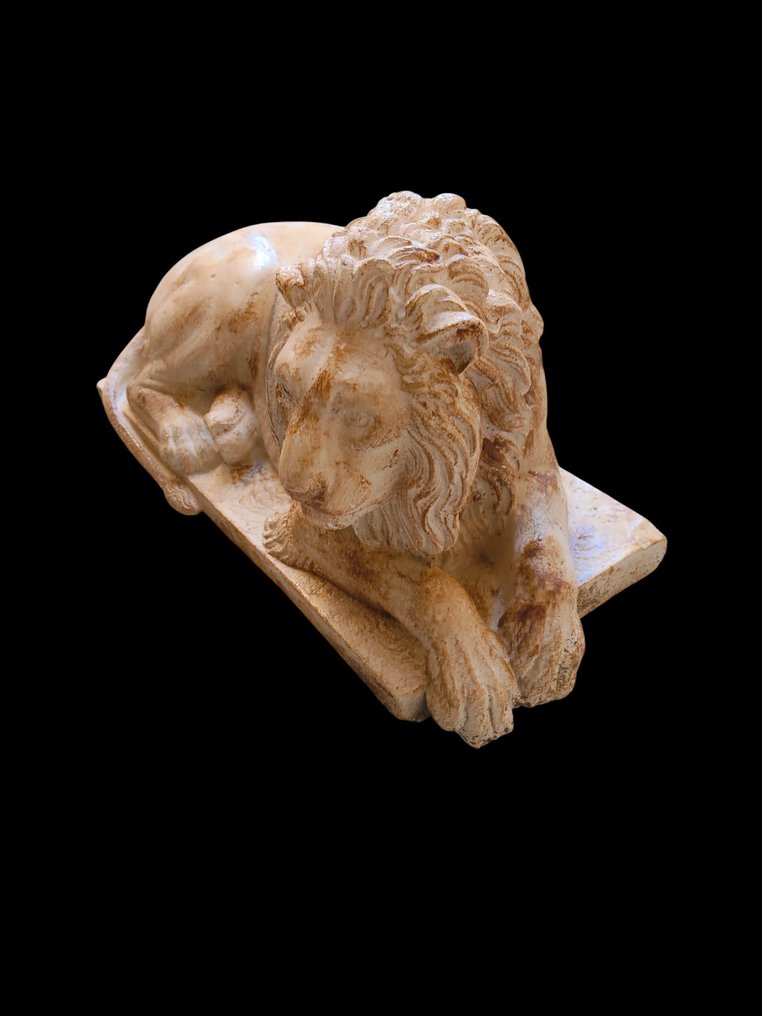 雕刻, " Leone Vegliante " - 16 cm - 矿物石 #1.0