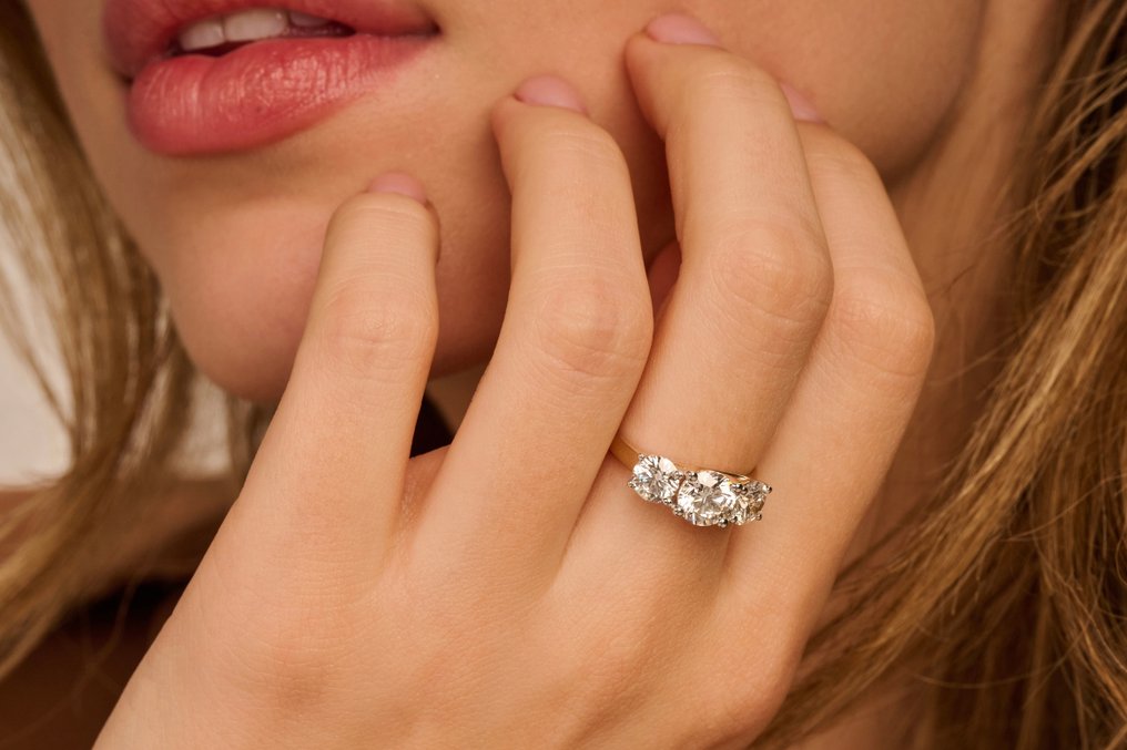 Δαχτυλίδι - 14 καράτια Κίτρινο χρυσό -  2.51ct. tw. Διαμάντι (Εργαστηριακής καλλιέργειας) - Διαμάντι #2.1